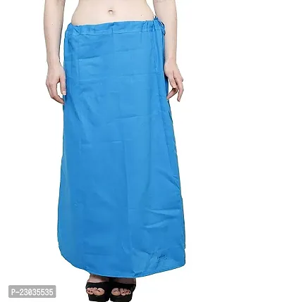 Reliable Blue Cotton Solid Stitched Patticoats For Women-thumb0