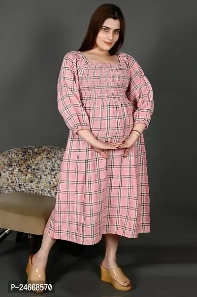 Classic Cotton Checked Dress for Women-thumb0