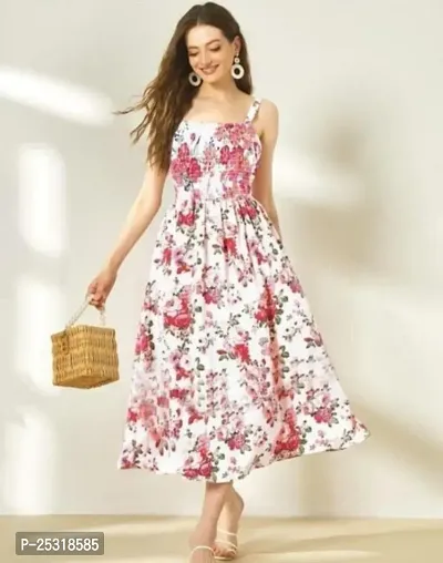 Classic Poly Crepe Printed Dress for Women-thumb0