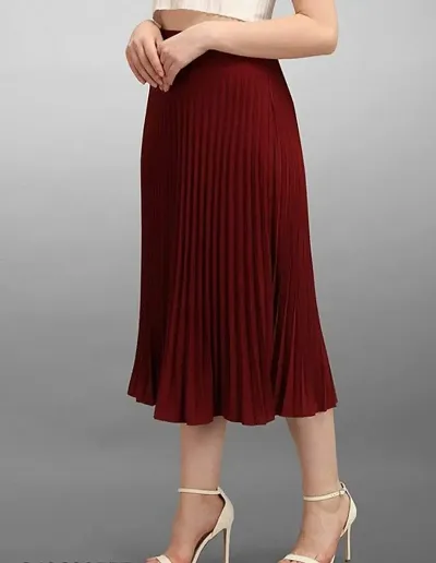 Classic Poly Crepe Solid Skirts for Women