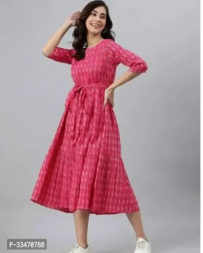 Beautiful Rayon Pink Printed Kurta For Women-thumb0