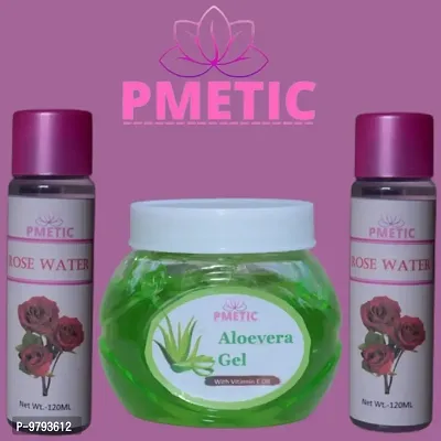 pmetic Aloevera Gel 200gm, Rose Water 200ml For Face