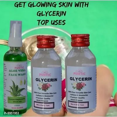 Pmetic Glycerin 200ml, Aloevera Face Wash 100ml For Skin Man  Woman