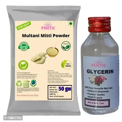 Pmetic Multani mitti Powder 50gm, Glycerin 100ml, For Face