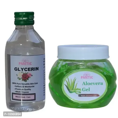Pmetic Aloevera Face Gel 200Gm, Glycerin 100ml For Face-thumb0