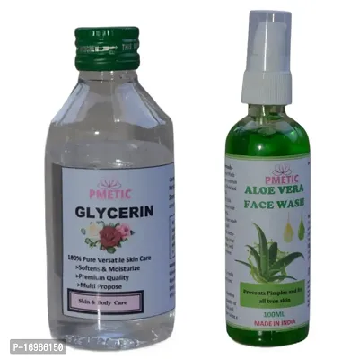 Pmetic Aloevera Face Wash 100ml, Glycerin 100ml For Face