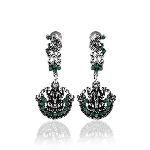 Eivri Dark Celebrity Laxmi Long Earring For women Girls (Color-Green) For Rakhi Gift