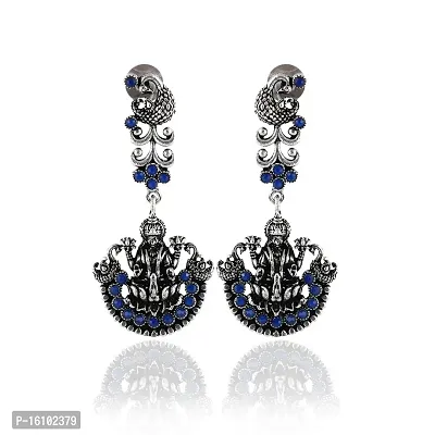 Eivri Dark Antique Celebrity Laxmi Long Earring For women  Girls (Color-Blue) For Rakhi Gift