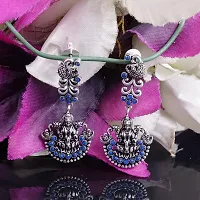 Eivri Dark Antique Celebrity Laxmi Long Earring For women  Girls (Color-Blue) For Rakhi Gift-thumb2