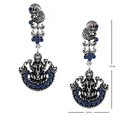 Eivri Dark Antique Celebrity Laxmi Long Earring For women  Girls (Color-Blue) For Rakhi Gift-thumb3