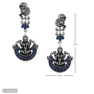 Eivri Dark Antique Celebrity Laxmi Long Earring For women  Girls (Color-Blue) For Rakhi Gift-thumb4