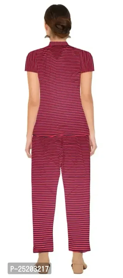 COMFORT WEAR GIRLSIH FRONT OPEN NIGHT SUIT. (RED)-thumb2