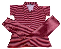 COMFORT WEAR GIRLSIH FRONT OPEN NIGHT SUIT. (RED)-thumb2