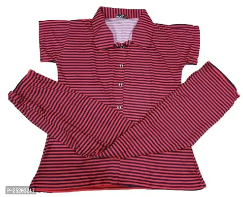 COMFORT WEAR GIRLSIH FRONT OPEN NIGHT SUIT. (RED)-thumb3