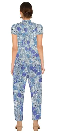 COMFORT WEAR GIRLSIH FRONT OPEN NIGHT SUIT. (LIGHT BLUE)-thumb1