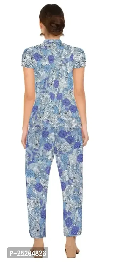 COMFORT WEAR GIRLSIH FRONT OPEN NIGHT SUIT. (LIGHT BLUE)-thumb2