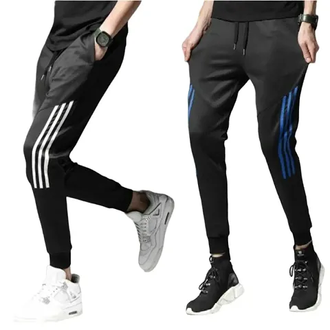 Classy Lycra Cotton Solid Track Pants For Men Pack Of 2
