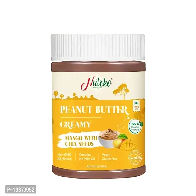 Peanut Butter Mango with Chia Seeds 250gm | 100% Roasted Peanuts | 26 g Protein | No Refined Sugar | Natural | Gluten Free | Cholesterol Free | No Trans Fat | High Fibre | No Salt-thumb0