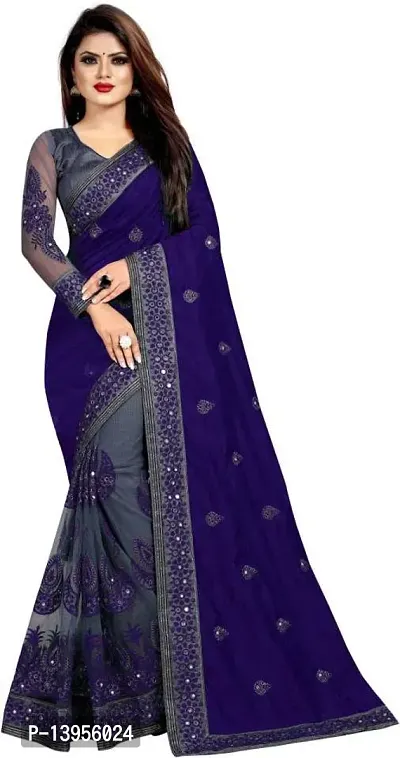 Fancy Net Saree with Blouse Piece for Women-thumb0