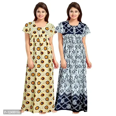 KHUSHI PRINT Women's Rayon Printed Attractive Maxi Comfortable Nightdresses ( Combo Pack of 2 PCs.)-thumb0