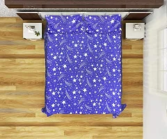 DEVICE Cotton Blend Lite Weight 144 TC 3D Double Size (90 X 90) Bedsheet with 2 Maching Pillow Covers (Blue Star)-thumb1