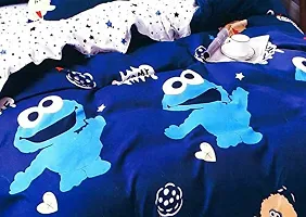 Krishna Handloom Latest Super-Soft Microfiber Cartoon Double Bed Printed Designer Kids bedsheets 250 TC with 2 Pillow Covers (Blue Frog)-thumb1