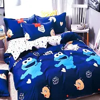 Krishna Handloom Latest Super-Soft Microfiber Cartoon Double Bed Printed Designer Kids bedsheets 250 TC with 2 Pillow Covers (Blue Frog)-thumb2