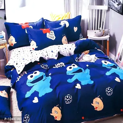 Krishna Handloom Latest Super-Soft Microfiber Cartoon Double Bed Printed Designer Kids bedsheets 250 TC with 2 Pillow Covers (Blue Frog)-thumb3