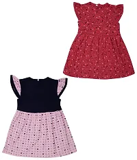 Little Buds Baby Girl Cotton Printed Pack of 2 Frock Red;Pink Colour-thumb1