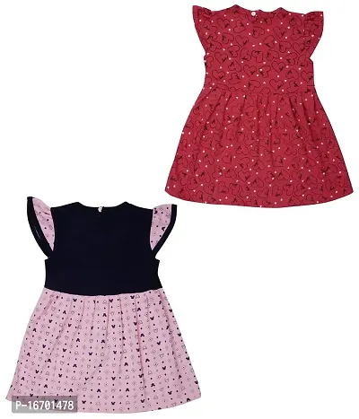 Little Buds Baby Girl Cotton Printed Pack of 2 Frock Red;Pink Colour-thumb2