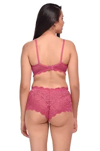 Women Net Bra Panty Set for Lingerie Set Pack of 1  Color : Pink-thumb3