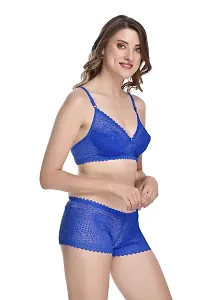 Women Net Bra Panty Set for Lingerie Set Pack of 2  Color : Blue,Maroon-thumb1