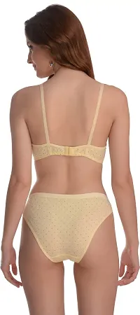 Women Yellow Cotton Bra Panty Set-thumb1