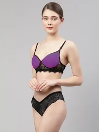 Women Purple Net Bra Panty Set-thumb2