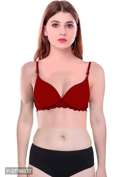 Women Cotton Bra Panty Set for Lingerie Set Pack of 1  Color : Maroon-thumb5