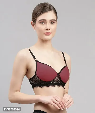 Women Maroon,Black Cotton Bra Panty Set-thumb2