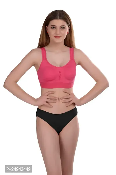 Stylish Pink Self Pattern Bra And Panty Set For Women Pack Of 1-thumb0