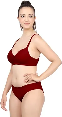 Women Cotton Bra Panty Set for Lingerie Set Pack of 2  Color : Maroon,Blue-thumb2