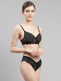 Women Black Net Bra Panty Set-thumb1