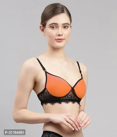 Women Orange Cotton Bra Panty Set-thumb3