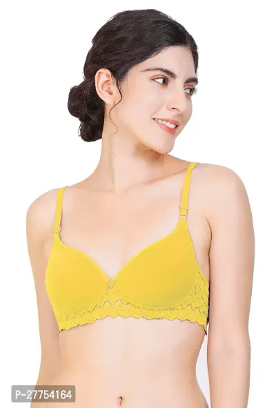 Stylish Yellow Cotton Solid Bras For Women-thumb0