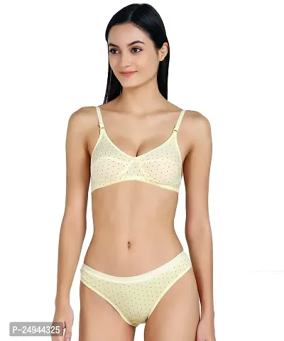 Stylish Yellow Self Pattern Bra And Panty Set For Women Pack Of 1-thumb0