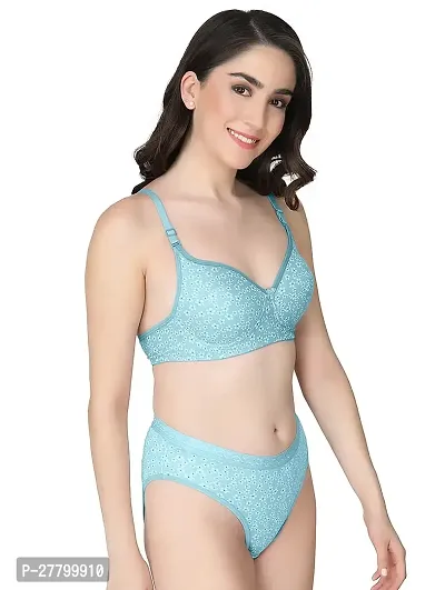 Women Cotton Bra Panty Set for Lingerie Set Pack of 1  Color : Blue-thumb2