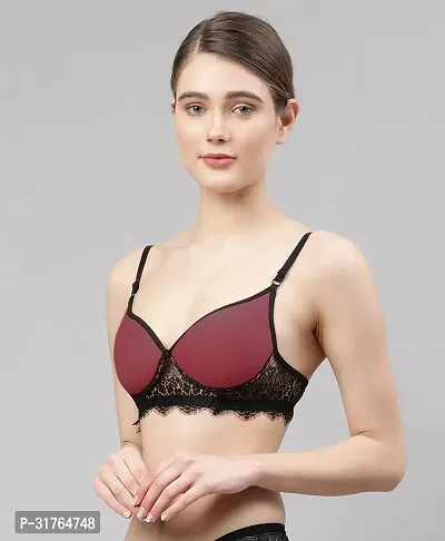 Women Maroon Cotton Bra Panty Set-thumb3