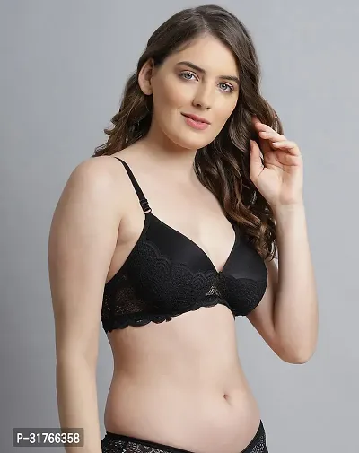 Women Black Cotton Bra Panty Set-thumb2