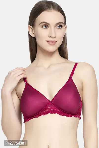 Stylish Maroon Cotton Solid Bras For Women-thumb0