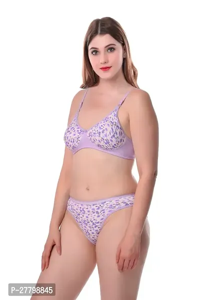 Women Cotton Bra Panty Set for Lingerie Set Pack of 1  Color : Purple-thumb3