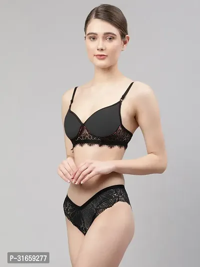 Women Black Net Bra Panty Set-thumb3