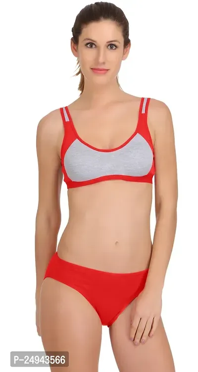 Stylish Red Self Pattern Bra And Panty Set For Women Pack Of 1-thumb0