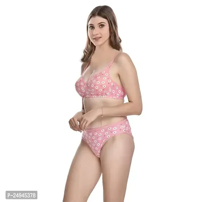 Stylish Pink Self Pattern Bra And Panty Set For Women Pack Of 1-thumb3